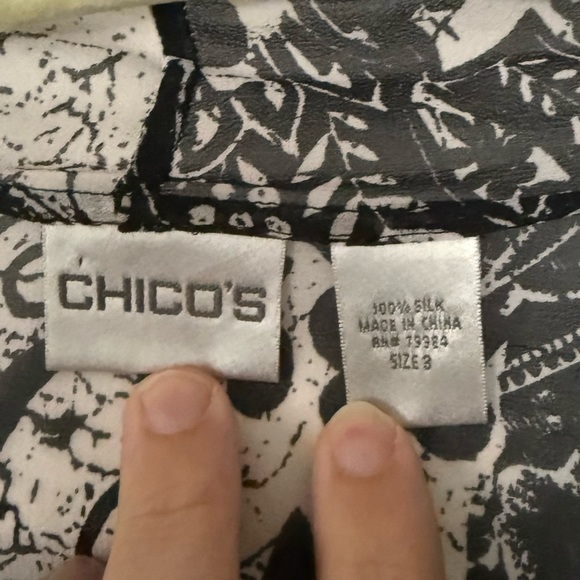 Chico’s Sheer Silk Open-Front Tie Waist Blouse Size 3 (XL) – Black & Gray - Picture 2 of 5